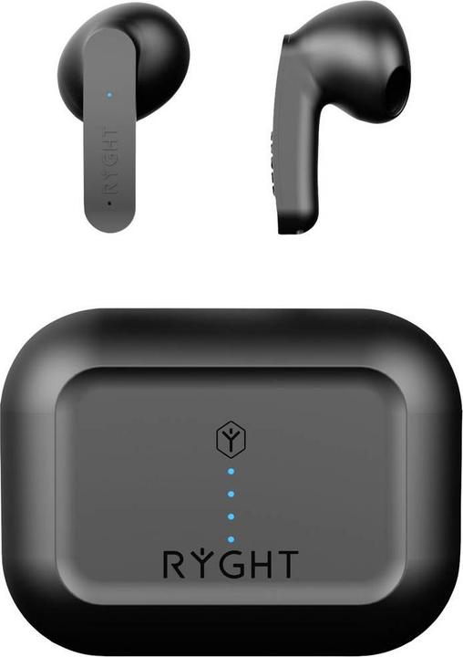 Actual product image Ryght MINO In Ear Headset Bluetooth® Stereo Black Microphone Noise Cancellation Battery Charge Indicator (ANC, Cable)