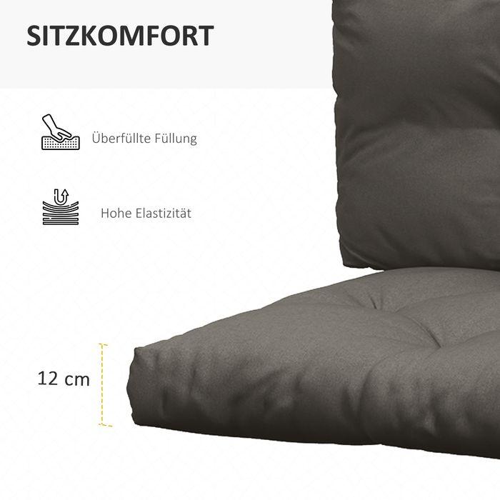 Produktbild Swisshandel24 3 Sitzer Palettenkissen 120cmx80cmx12cm, UV-Schutz wasserabweisend, Dunkelgrau (120 x 80 x 12 cm)