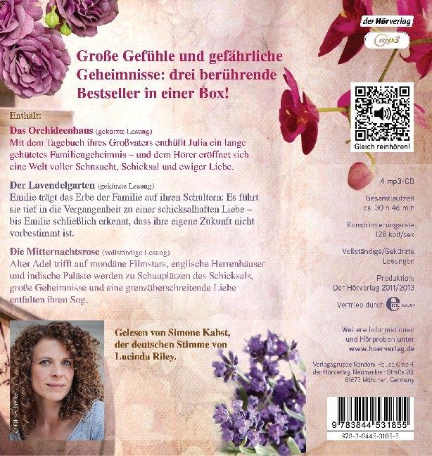 Immagine prodotto La grande scatola: La casa delle orchidee - Il giardino della lavanda - La rosa di mezzanotte (Simone Kabst, Lucinda Riley., Sonja Hauser, Tedesco)