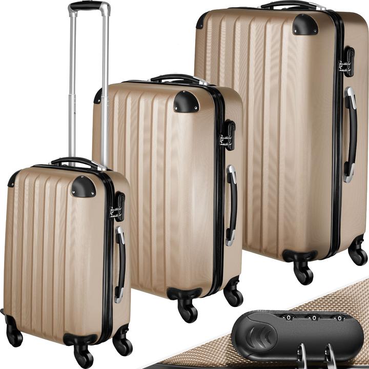 tectake Hartschalenkofferset 3-tlg. (95 l, M (50 - 90l), L (90 - 115l))