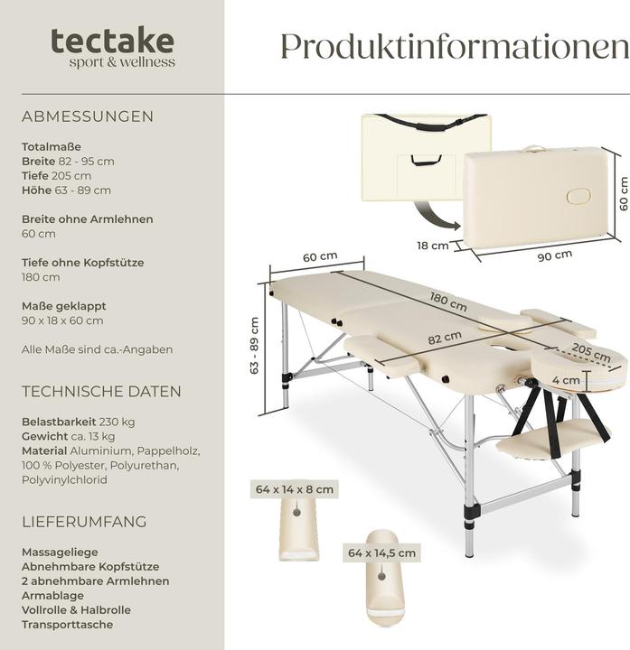 Produktbild tectake 2 Zonen Massageliege