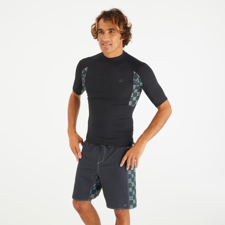 Olaian UV-Shirt Herren UV-Schutz 50+ schwarz/Schachbrettmuster (XXL)