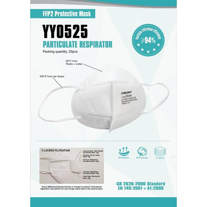 Immagine prodotto CRD Light CRDFFP2 Maschera per polveri sottili senza valvola FFP2 25 pz. DIN EN 149:2001 + A1:2 (FFP2, 25 x)