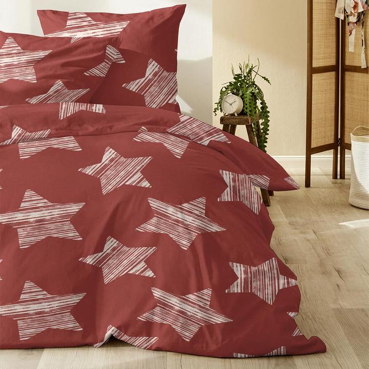 Actual product image Enrico Coss Fine fibre bed linen stars red (Bedding set, 135x200 cm + 80x80 cm)