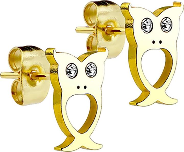 Immagine prodotto Star Piercing Orecchino gufo placcato oro con cristallo argento (senza ottone, Acciaio chirurgico 316L)