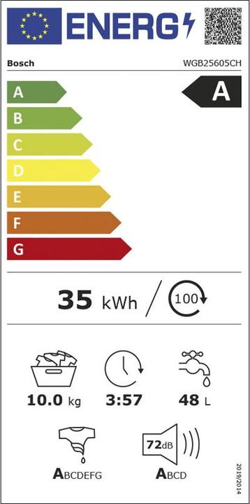 Energie-Label Bosch Hausgeräte WQB246D0CH (9 kg, Rechts)