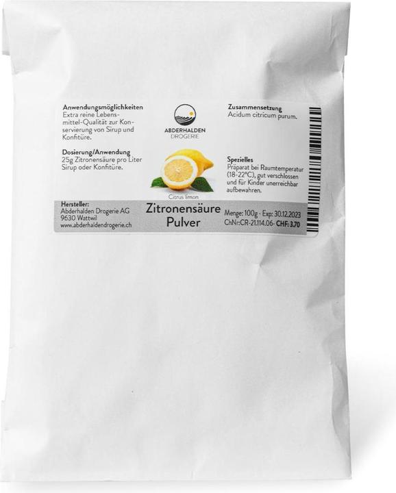 Produktbild Drogerie Abderhalden Zitronensäure (1 x 250 g)