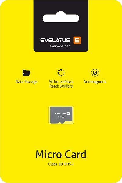 Etichetta energetica Evelatus Micro Card SD 64GB 3.0 EMC01 W:20mb/s R:60mb/s (64 GB, microSDXC)