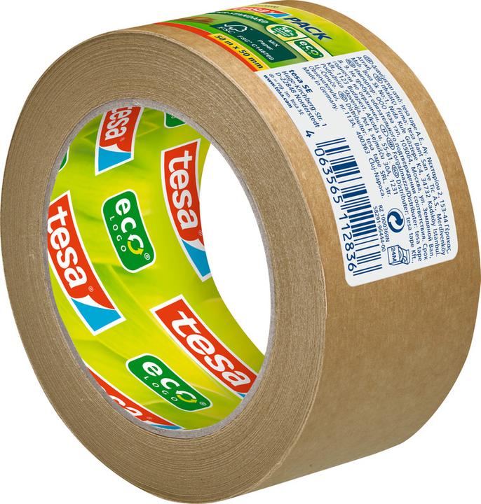 Image du produit tesa tesapack Ruban d'emballage PAPER STANDARD - 56 % de matériau biosourcé - recyclable (50 mm)
