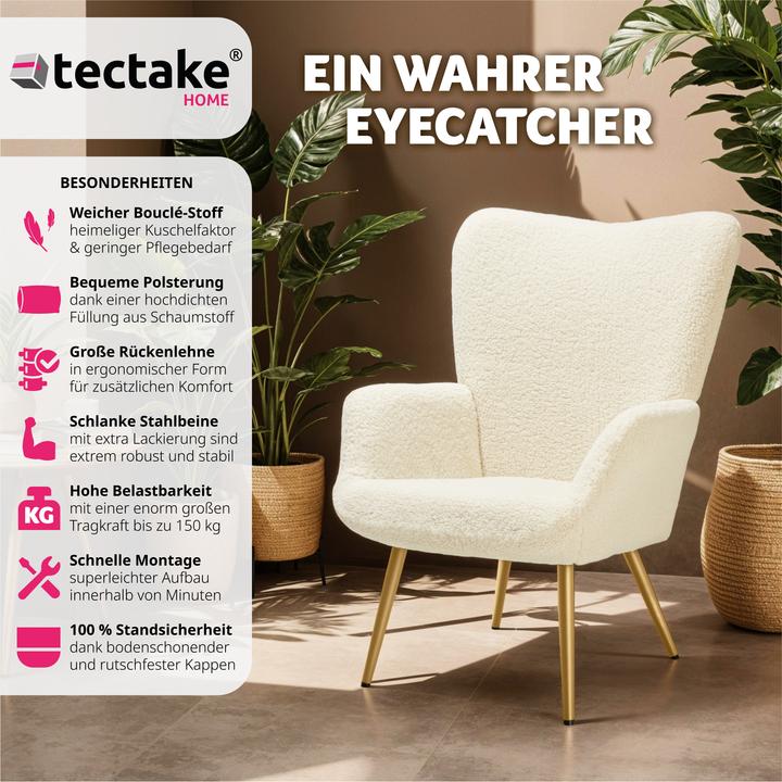 Produktbild tectake Sessel Hygge gepolstert, ergonomisch, Belastbarkeit 150 kg