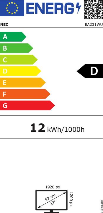 Energy Label NEC MultiSync EA231WU (1920 x 1200 pixels, 23")
