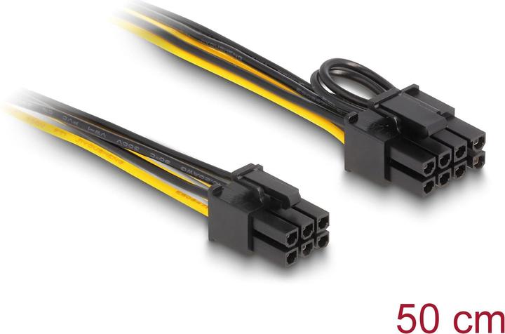 Actual product image Delock Power cable PCI Express 6 pin male to PCI Express 6+2 pin male 50 cm