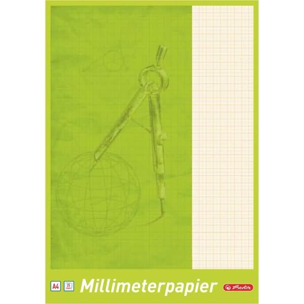 Image du produit Herlitz Bloc de papier millimétré A4, 80 g/qm, 25 feuilles (A4, Règle spéciale, Non contraignant)