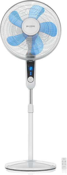 Brandson Pedestal fan 40 cm Ø, remote control, display, oscillation, height & head adjustable, 60W, white (57 dB)