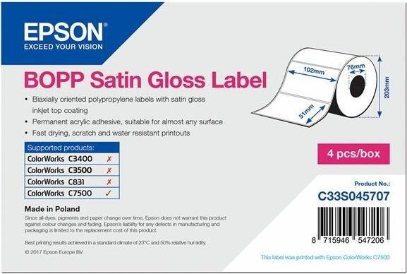 Epson Premium Permanent Acrylic Sticker, Silk Gloss, Die Cut, Dual Axis Aligned Propylene Label