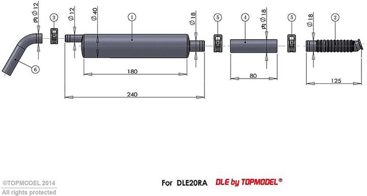 Actual product image DLE Engine silencer set dle 20ra