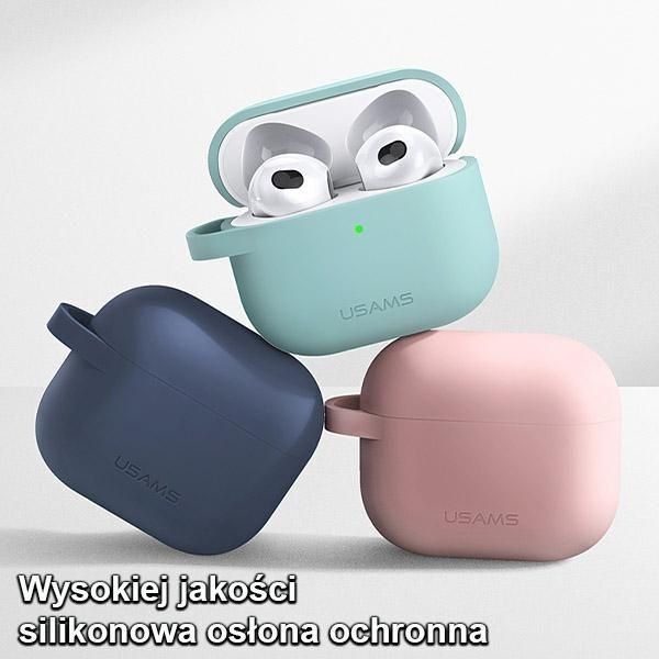 Actual product image Usams Case ochronne do AirPods 3 silicon różowy/pink BH741AP03 (US-BH741) (Headphone bag)