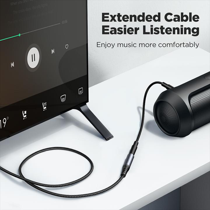 Produktbild Joyroom Stereo-Audiokabel AUX 3,5 mm Miniklinke (männlich) – Miniklinke (weiblich) 1,2 m schwarz (SY (1.20 m, Verlängerung)