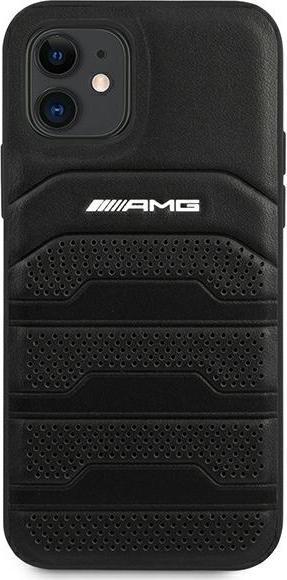 Actual product image Mercedes AMG AMHCP12SGSEBK iPhone 12 mini 5.4" czarny/black hardcase Leather Debossed Lines (Apple iPhone 12 mini)