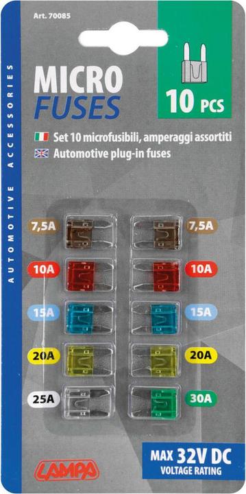 Immagine prodotto Lampa Set di 10 fusibili micro-blade assortiti da 12/32V