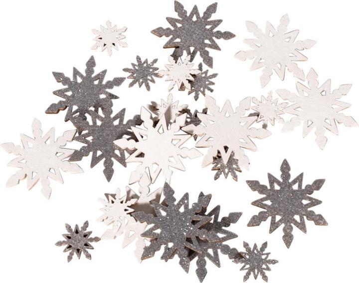 Immagine prodotto VBS Fiocco di neve "Snaedis", Ø 2 e 4 cm, 24 pezzi, bianco/argento