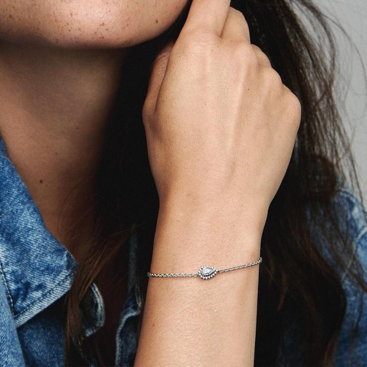 Image du produit Pandora Bracelet à maillons en couronne de poire étincelante (18 cm, Argent sterling)