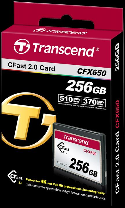 Actual product image Transcend CFast 2.0 CFX650 256GB (256 GB, CFast 2.0)