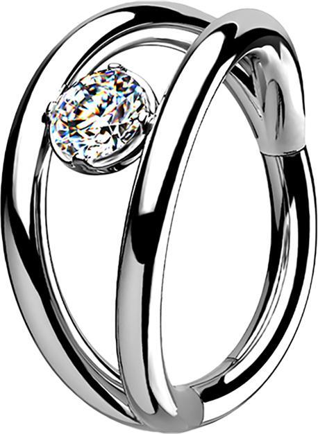 Star Piercing Micro Segmentring klappbar silber doppelring mit Kristall (Chirurgenstahl 316L, ohne Messing)
