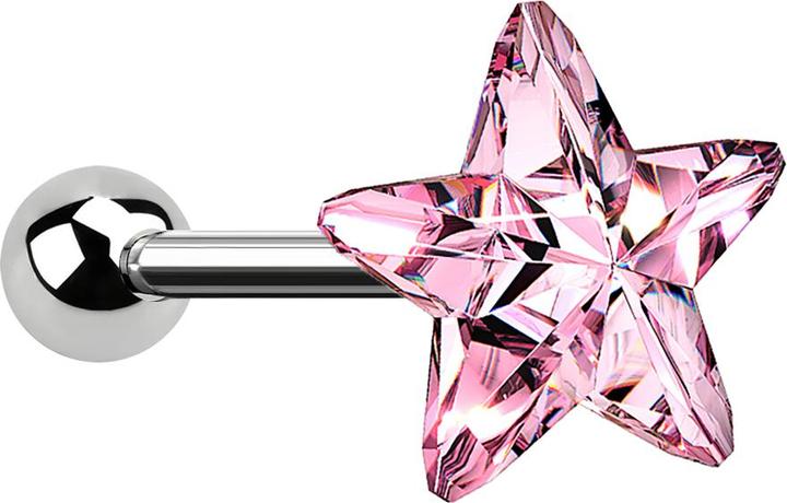 Produktbild Star Piercing Micro Barbell silber mit Stern pink (ohne Messing, Chirurgenstahl 316L)