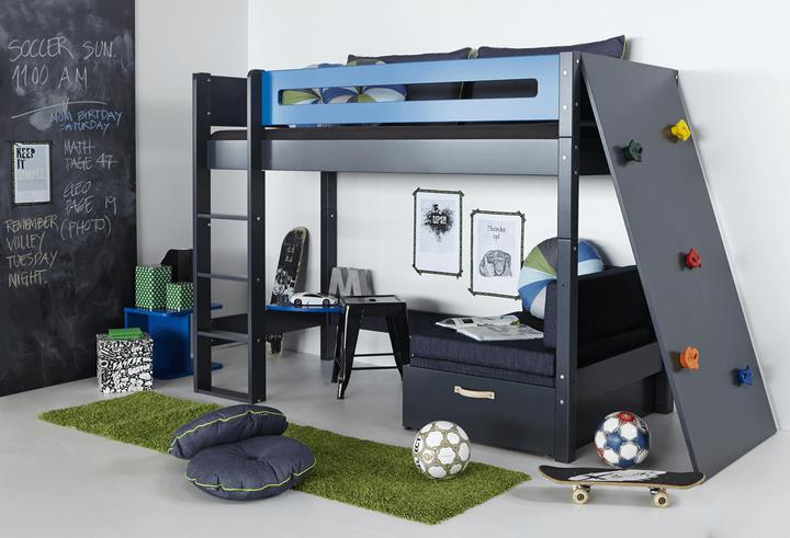 Actual product image Manis-h Manis h ASK middle loft bed with slatted frame Snow white climbing wall (90 x 200 cm)