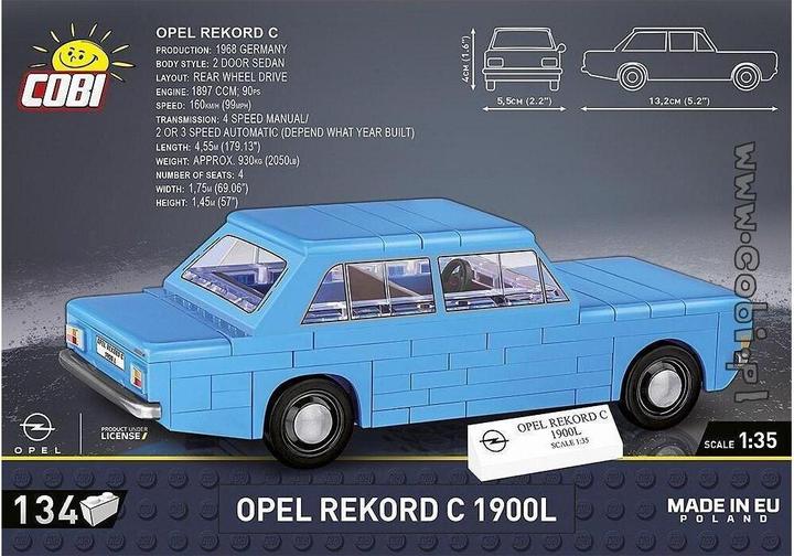 Image du produit Cobi Youngtimer 24598 - Opel Rekord C 1900 L, kit de construction, 1:35, 134 pièces