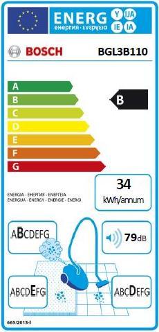 Energielabel Bosch Hausgeräte BGL 3 B 110