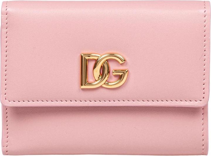 Produktbild Dolce & Gabbana leather wallet with metal dg logo in pink and yellow color