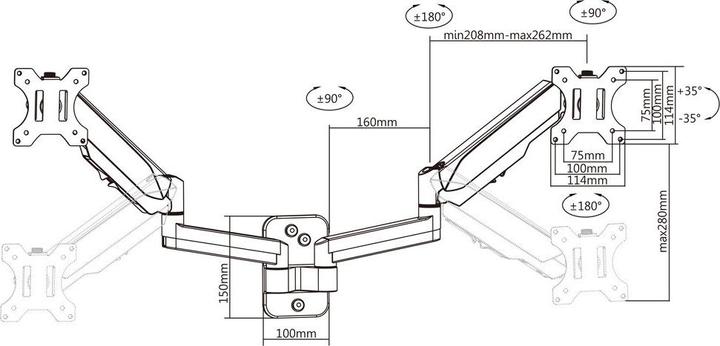 Produktbild Multibrackets Monitorhalter DualWall