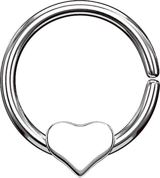 Image du produit Star Piercing Micro piercing anneau argent avec coeur (Acier chirurgical 316L, sans laiton)