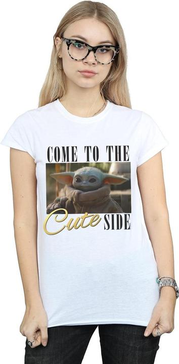 Actual product image Star Wars Womens/Ladies The Mandalorian Come To The Cute Side Cotton T-Shirt (XL)