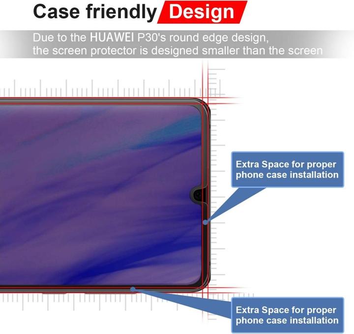 Actual product image Screenguard Huawei P30 Full Screen Protective Glass Film 2.5D 9H (1 Piece, Huawei P30)