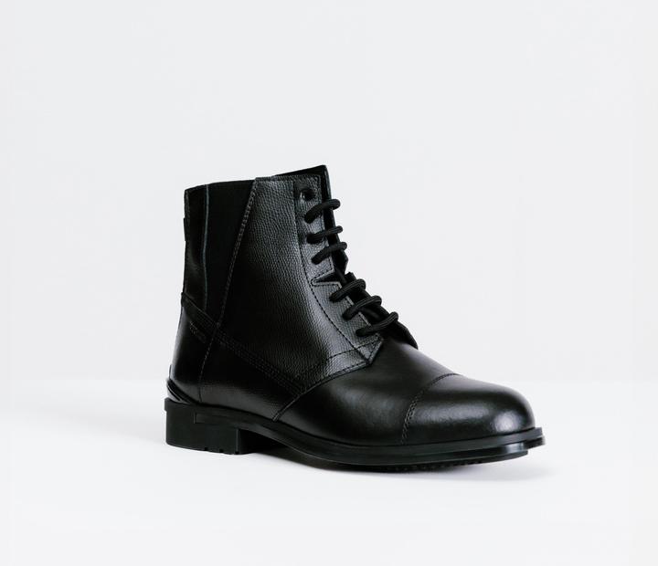 Image du produit Fouganza Boots d'équitation 500 lacées cuir femme noir (38)