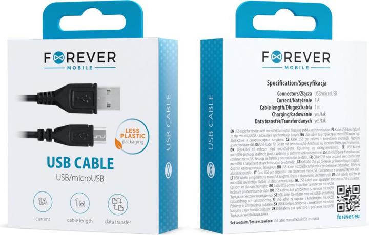 Actual product image Forever cable USB - microUSB 1,0 m 1A black (USB 1.0)
