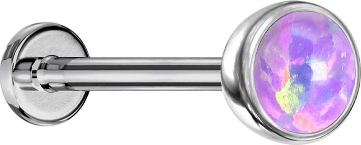 Immagine prodotto Star Piercing Micro Threadless Labret emisfero d'argento con opale viola (Titanio G23, senza ottone)