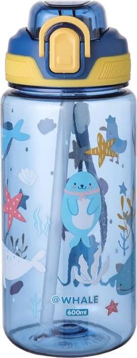 Image du produit ASMI Gourde pour enfants, bouteille d'eau avec paille Whale Bleu (0.60 l)