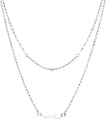 Image du produit JVD - Double Silver Necklace with Freshwater Pearls SVLN0392X61P145