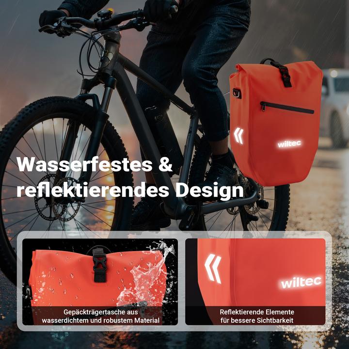 Produktbild Wiltec Gepäckträgertasche rot 28l Fahrradtasche Gepäckträger Gepäcktasche (28 l, Gepäckträgertasche)