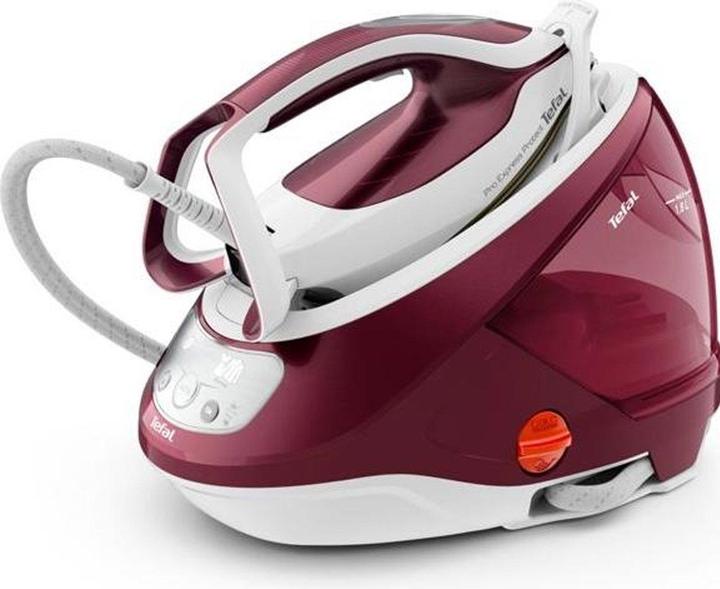 Immagine prodotto Tefal GV9220 Stazione di stiratura a vapore Durilium AirGlide Autoclean, con piastra di appoggio Burgundy (2600 W, 540 g/min)
