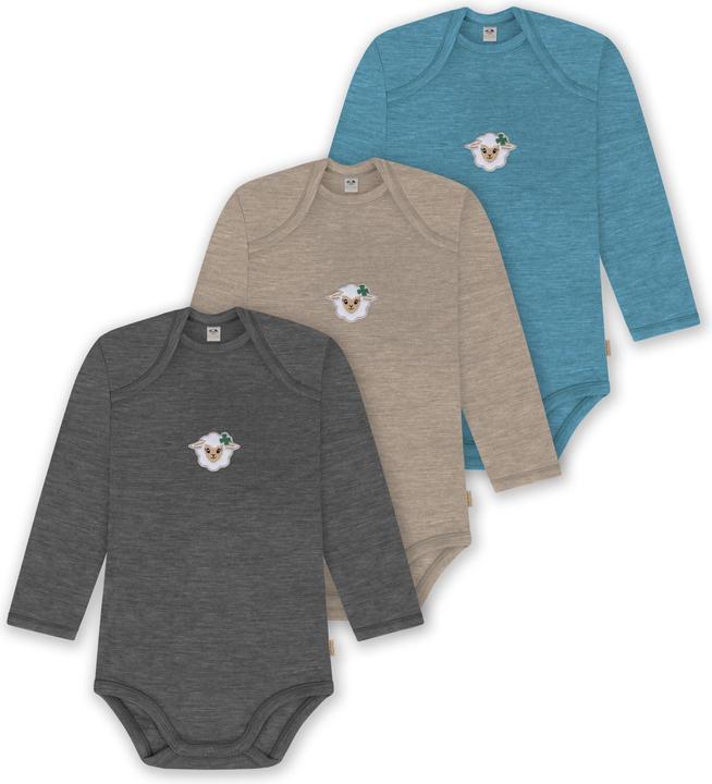 Normani 3er Pack Baby Merino Body Langarm „Auckland" - 9383
