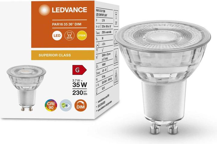 Actual product image Ledvance LED Comfort PAR16 36° 230lm 3,7W/927 (35W) GU10 daempbar (GU10, 3.70 W, 230 lm, 1 x, G)