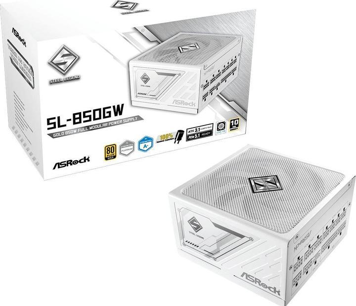 Actual product image AsRock Steel Legend power supply 850W 80+ Gold White (850 W)