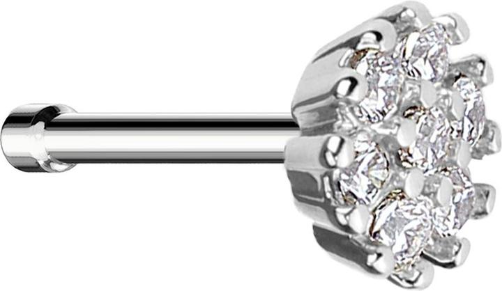 Produktbild Star Piercing Nasenstecker gerade silber Blume mit Kristallen (Messing, Chirurgenstahl 316L)
