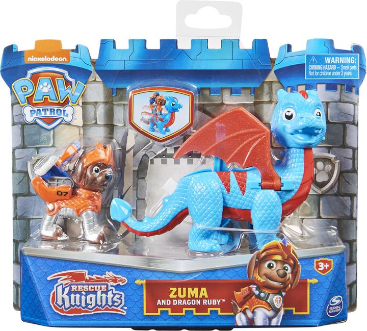 Actual product image Maki PAW Patrol Rescue Knights Zuma and Dragon Ruby Action Figure Set, Kids Toy
