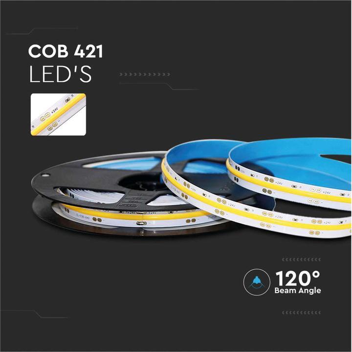 Produktbild V-TAC LED-Strip VT-COB 421 EEK: F, 10W, 960lm, 3000K, 5m (Warmweiss, 500 cm, Indoor)